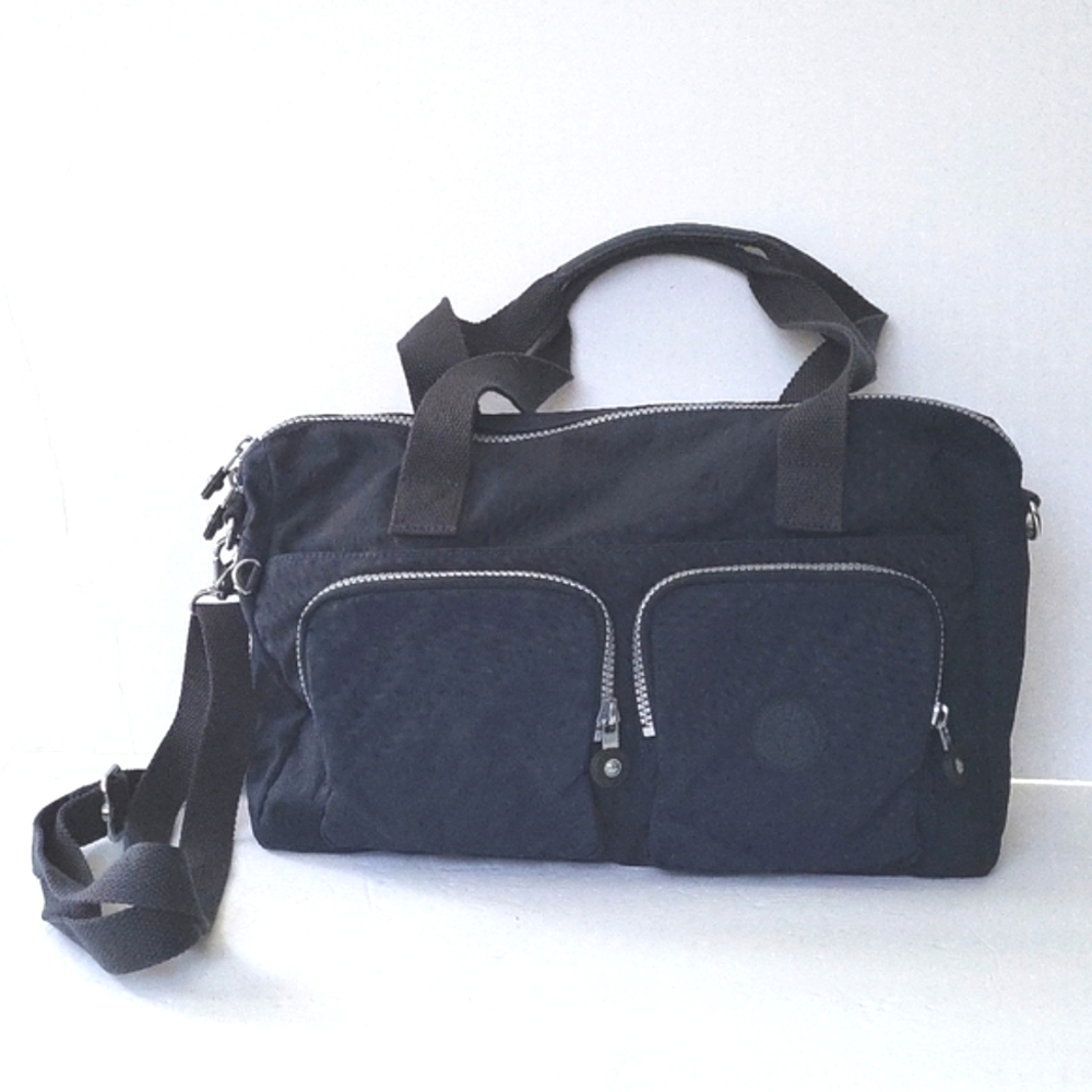 KIPLING "CYRENE" NAVY BLUE DOUBLE HANDLE SATCHEL BAG, REMOVABLE SHOULDER STRAP